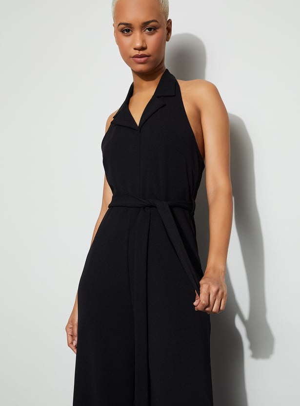 GINGER Solid Halter Neck Jumpsuit