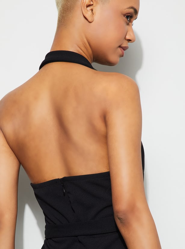 GINGER Solid Halter Neck Jumpsuit