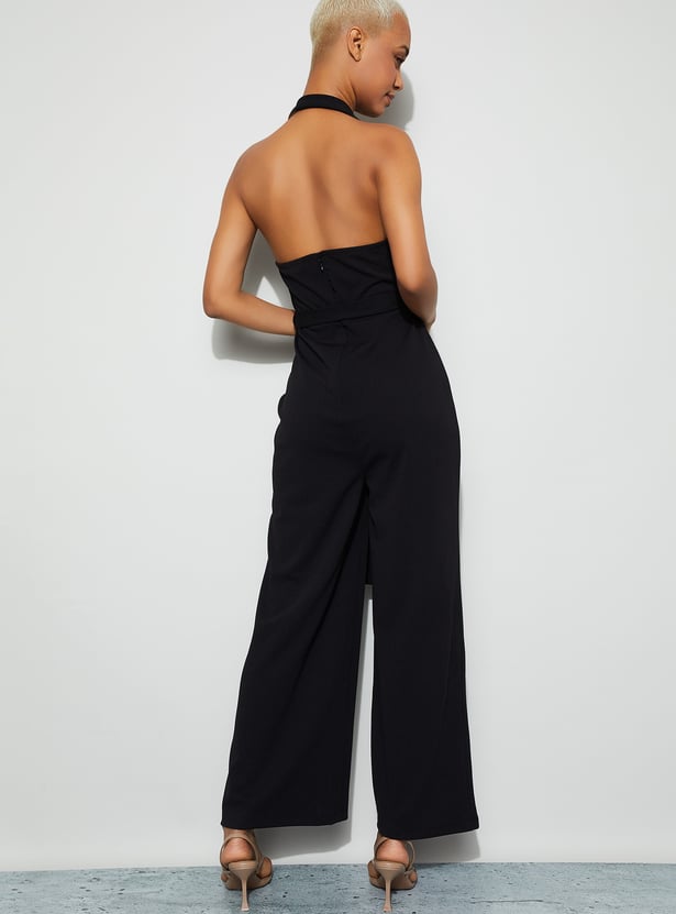 GINGER Solid Halter Neck Jumpsuit