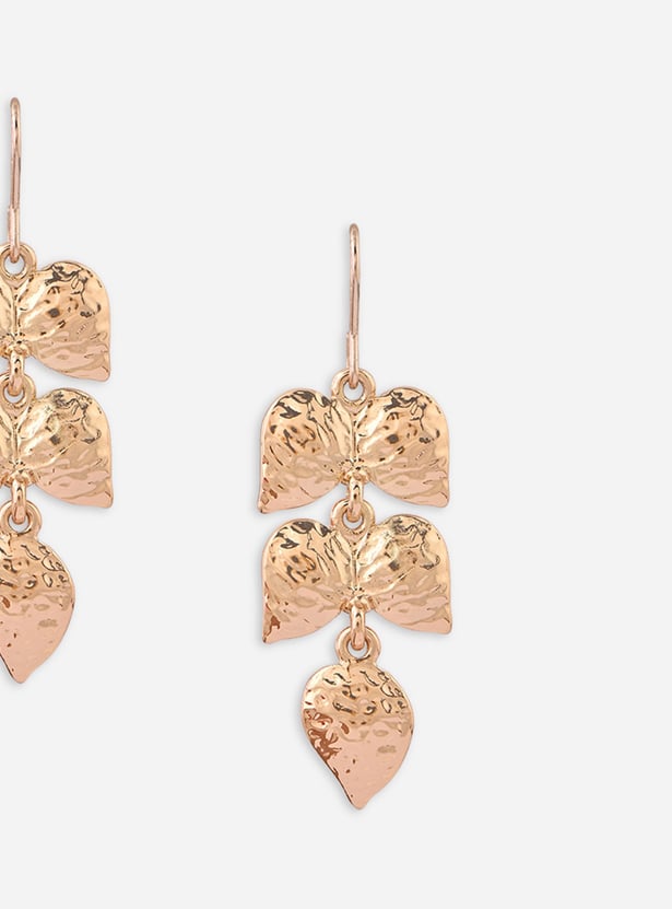 TONIQ Plated Dented Dangler Earrings