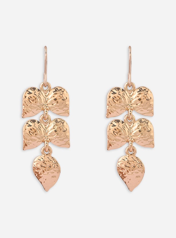 TONIQ Plated Dented Dangler Earrings