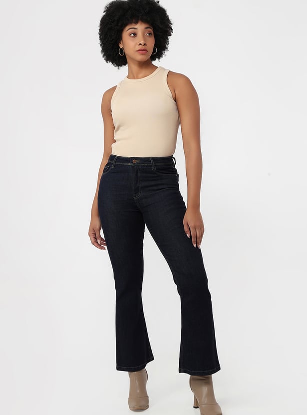 KRAUS Whiskered High-Rise Flared Jeans