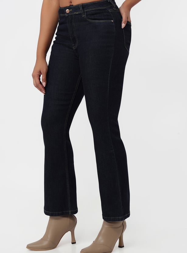 KRAUS Whiskered High-Rise Flared Jeans