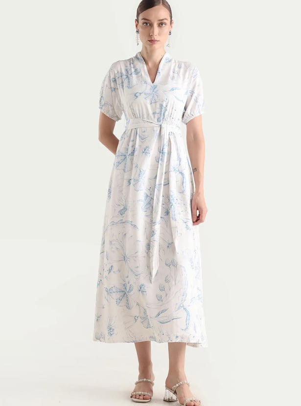 RAREISM Floral Print A-line Maxi Dress with Lining