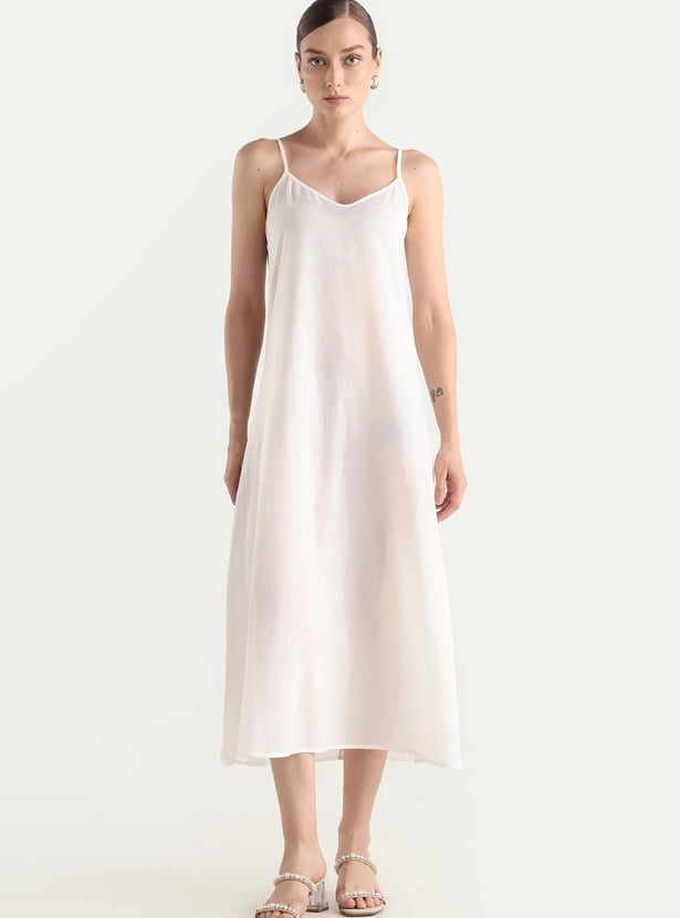 RAREISM Floral Print A-line Maxi Dress with Lining