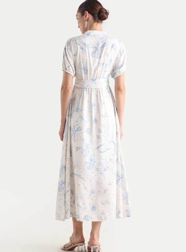 RAREISM Floral Print A-line Maxi Dress with Lining