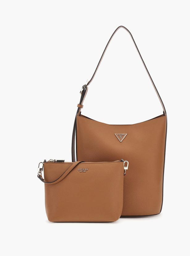 GUESS Meridian II Textured Bucket Bag with Pouch