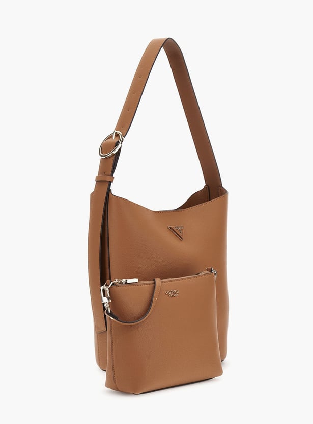 GUESS Meridian II Textured Bucket Bag with Pouch