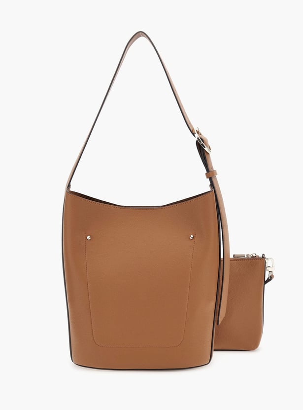 GUESS Meridian II Textured Bucket Bag with Pouch