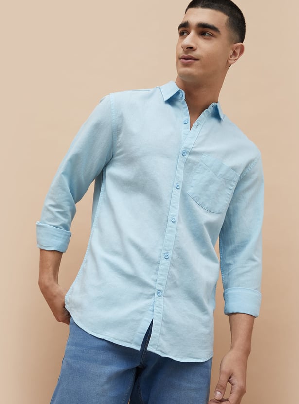 FAME FOREVER Solid Slim Fit Shirt