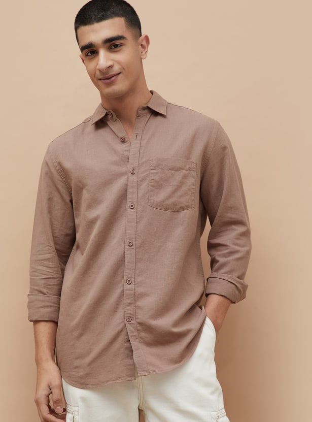 FAME FOREVER Solid Slim Fit Shirt
