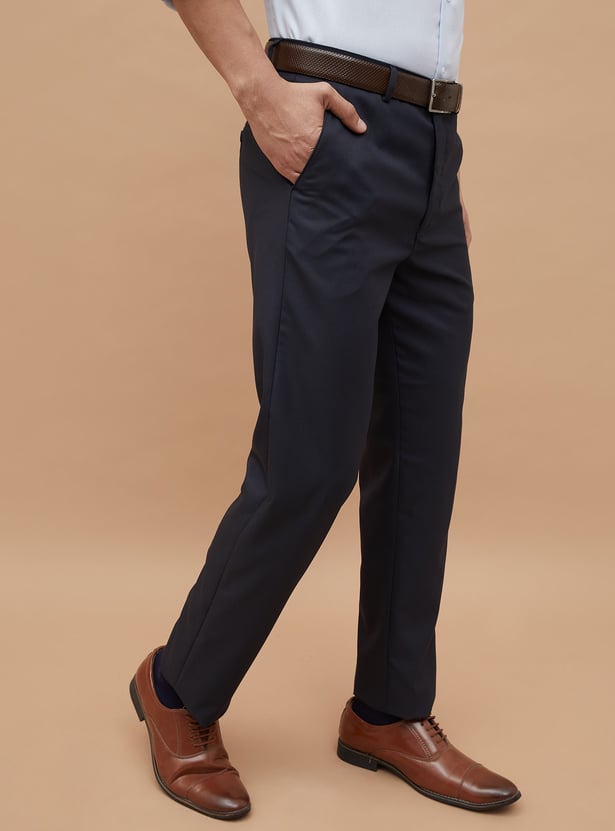 CODE Textured Slim Tapered Formal Trousers