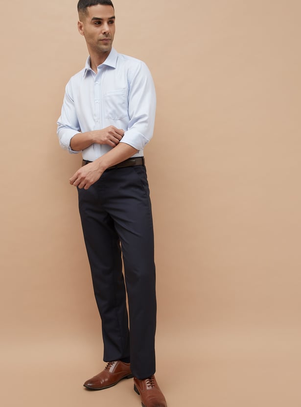 CODE Textured Slim Tapered Formal Trousers