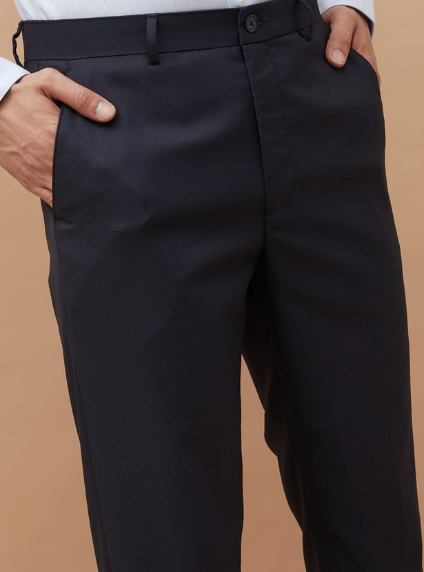 CODE Textured Slim Tapered Formal Trousers