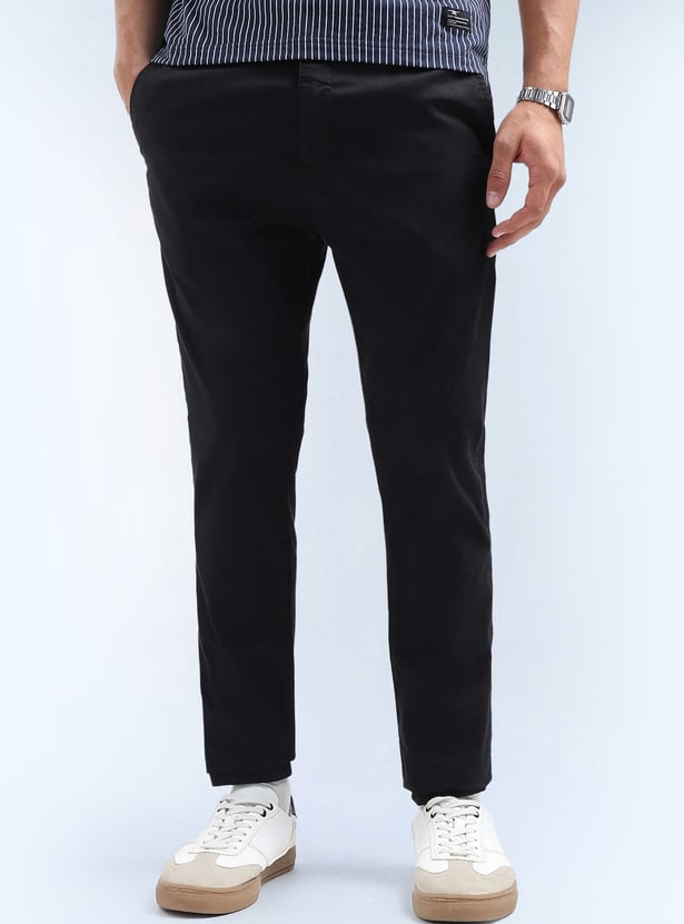 FLYING MACHINE Solid Slim Tapered Trousers