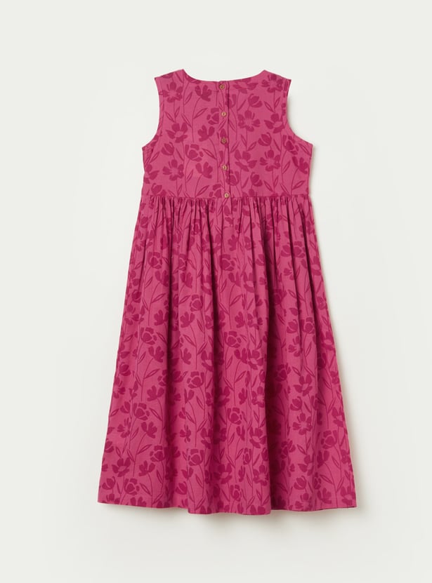 MELANGE Girls Floral Print Wrap Dress