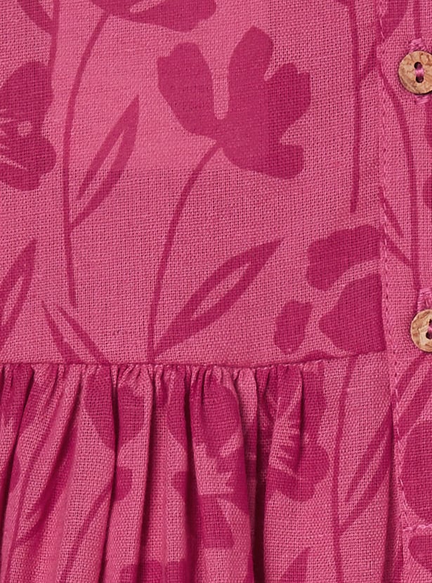MELANGE Girls Floral Print Wrap Dress