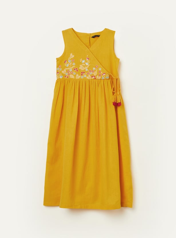 MELANGE Girls Embroidered Angrakha Dress
