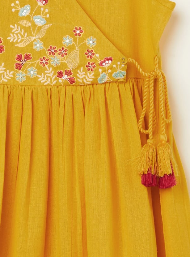MELANGE Girls Embroidered Angrakha Dress