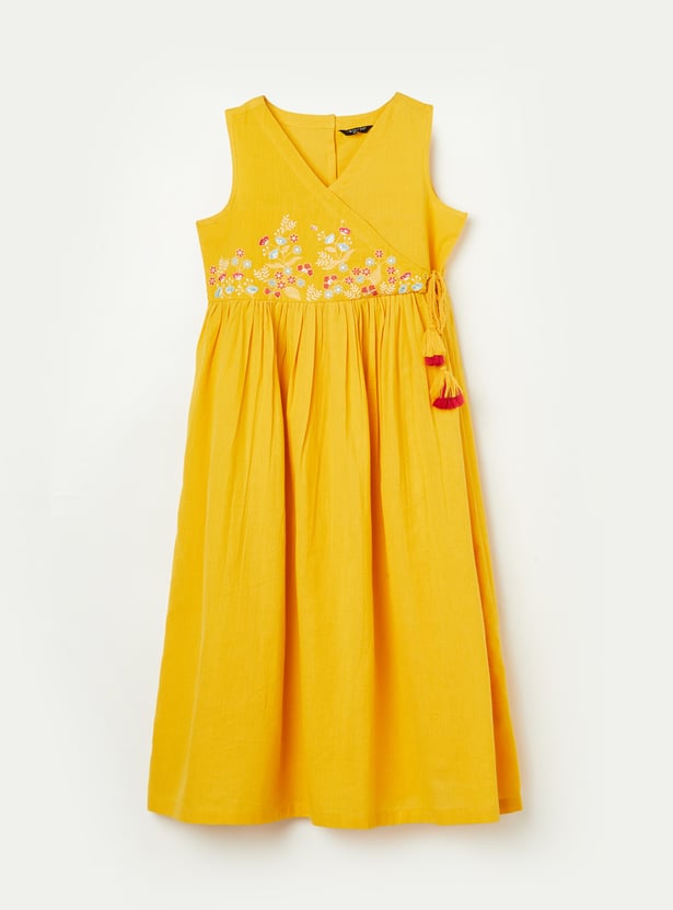 MELANGE Girls Embroidered Angrakha Dress
