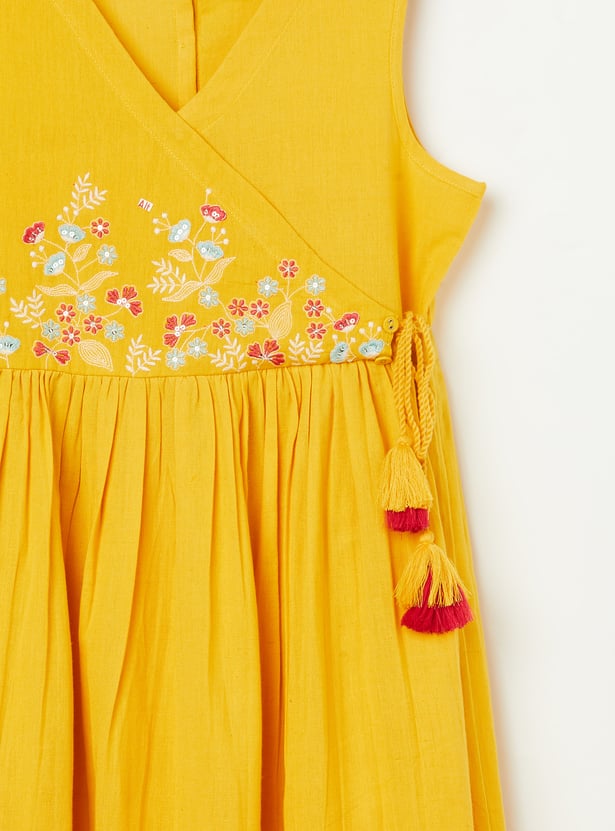 MELANGE Girls Embroidered Angrakha Dress