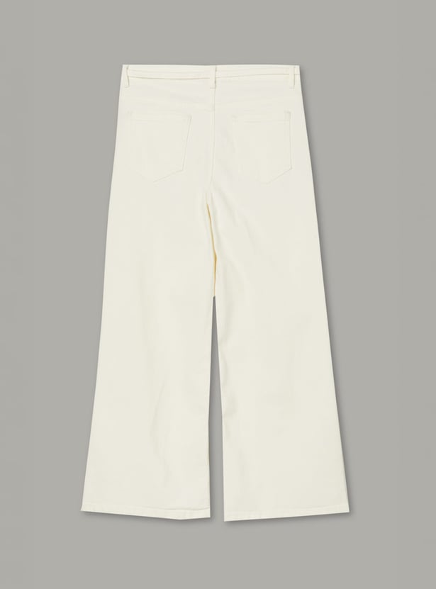FAME FOREVER Girls Studded Wide Leg Jeans