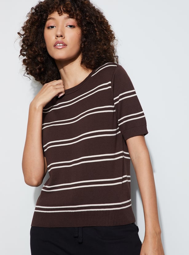 FAME FOREVER Striped Knit Top