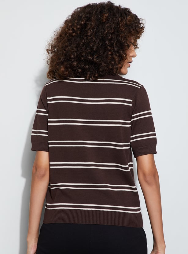 FAME FOREVER Striped Knit Top