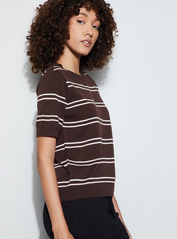FAME FOREVER Striped Knit Top