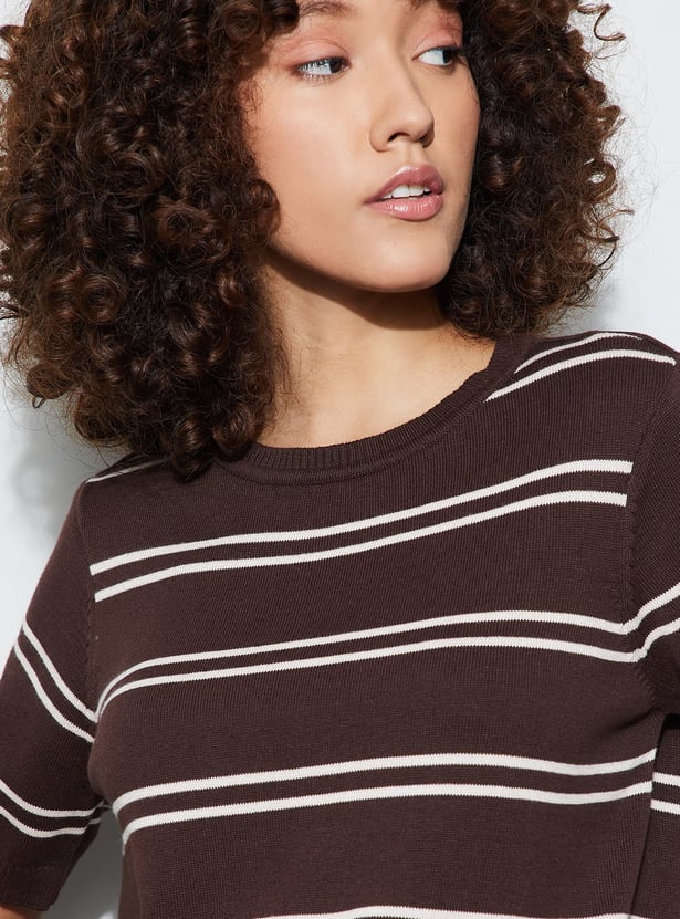 FAME FOREVER Striped Knit Top
