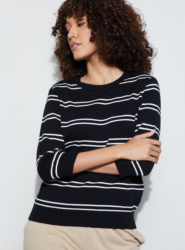FAME FOREVER Striped Knit Top