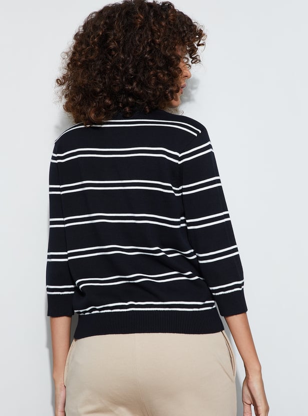 FAME FOREVER Striped Knit Top