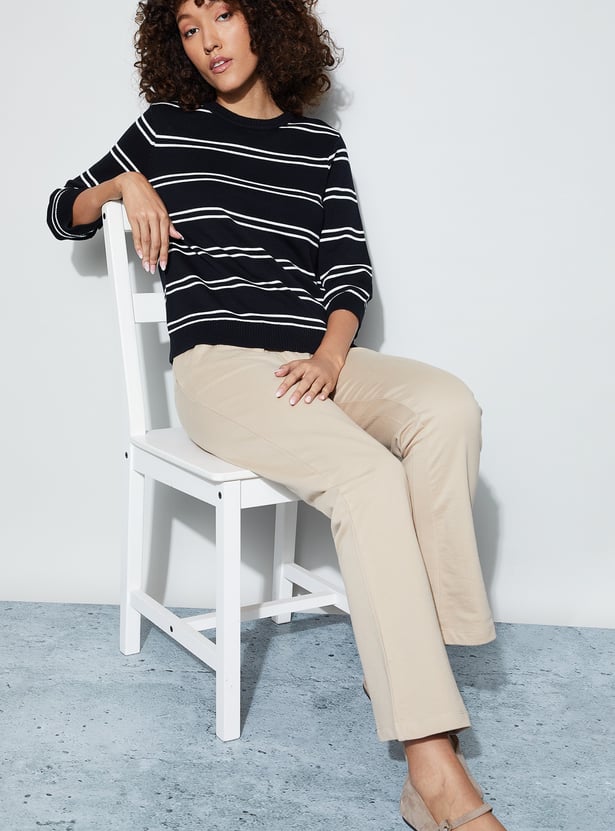 FAME FOREVER Striped Knit Top