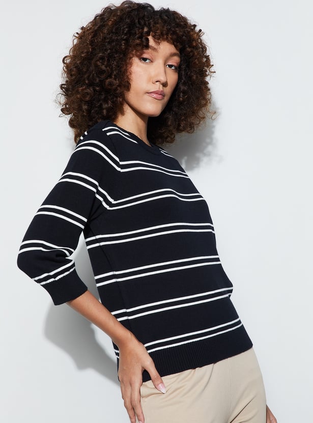 FAME FOREVER Striped Knit Top