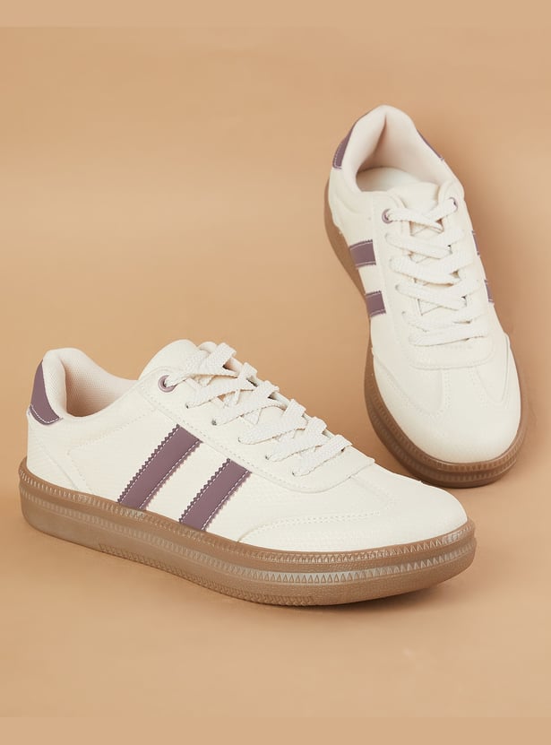 GINGER Striped Lace Up Sneakers