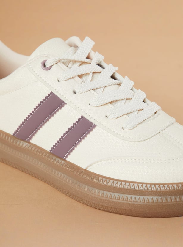 GINGER Striped Lace Up Sneakers