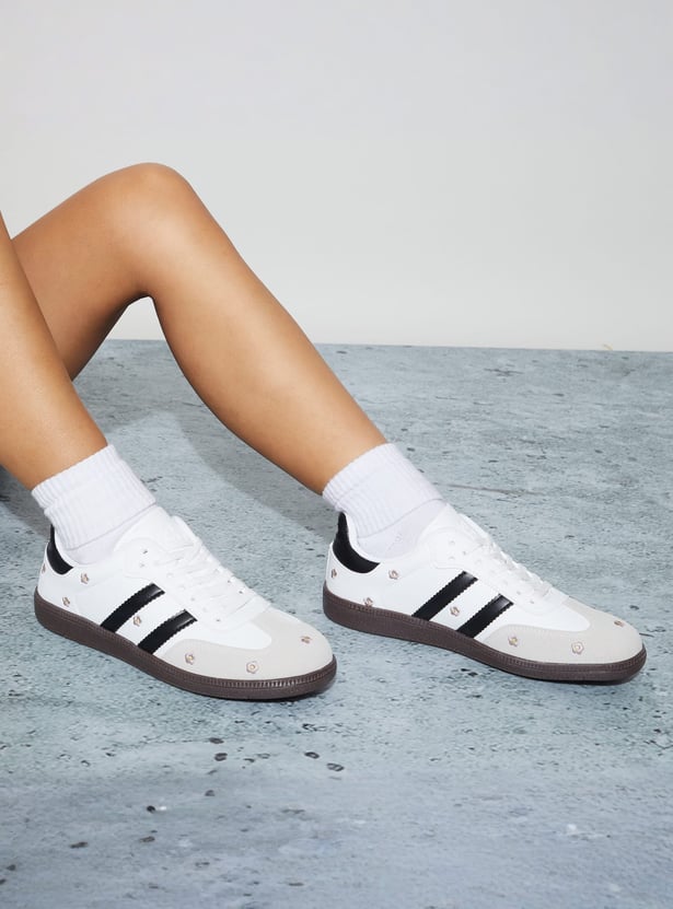 Buy GINGER Floral Embroidered Sneakers from Ginger at just INR 1699.0