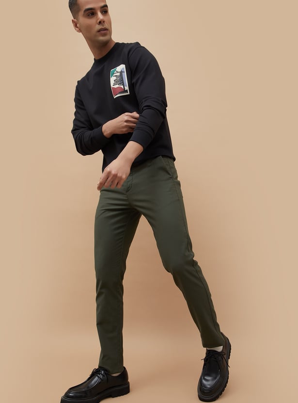 CODE Solid Slim Straight Trousers