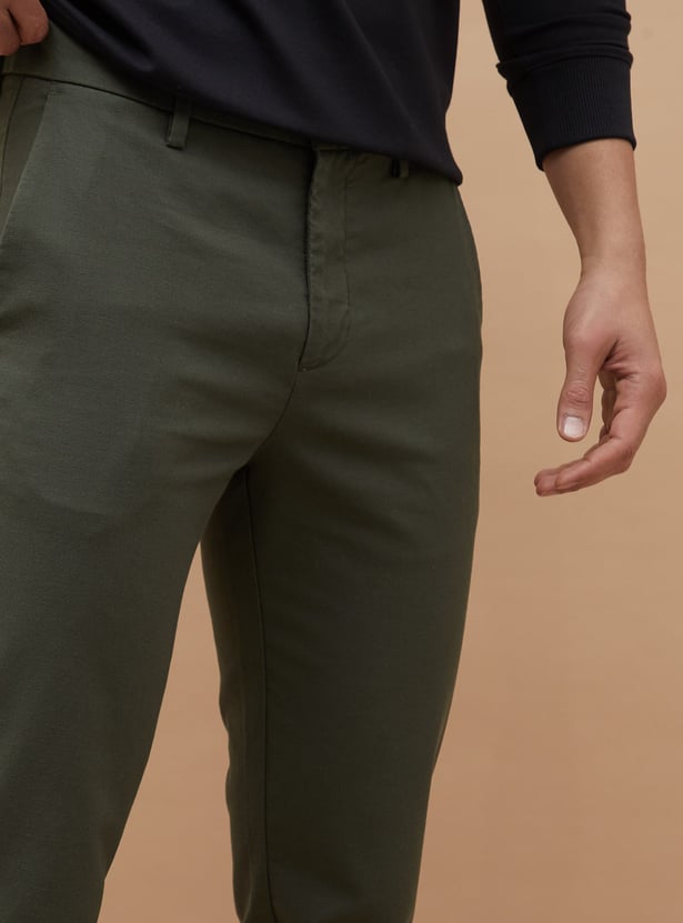 CODE Solid Slim Straight Trousers