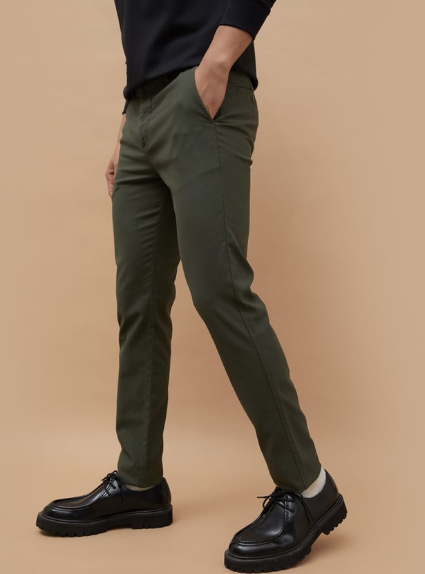 CODE Solid Slim Straight Trousers