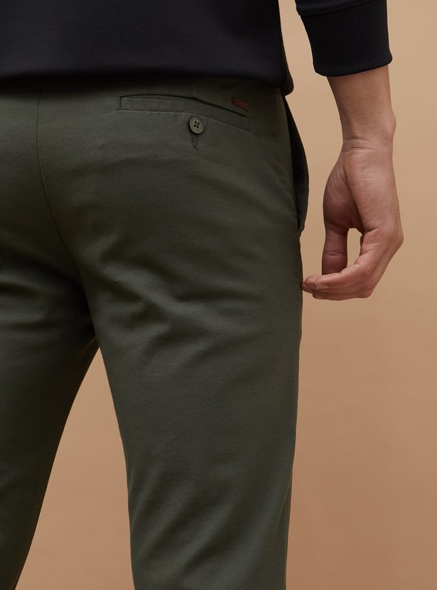 CODE Solid Slim Straight Trousers