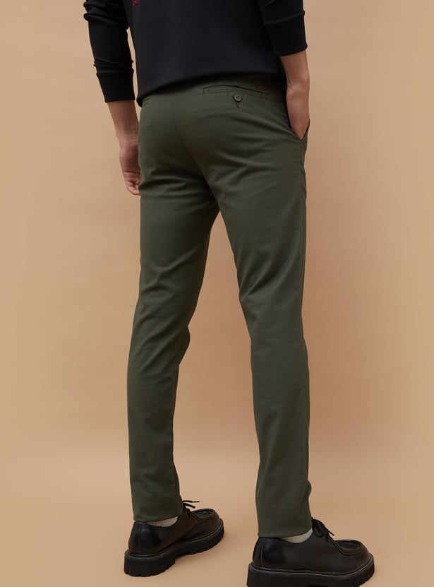 CODE Solid Slim Straight Trousers