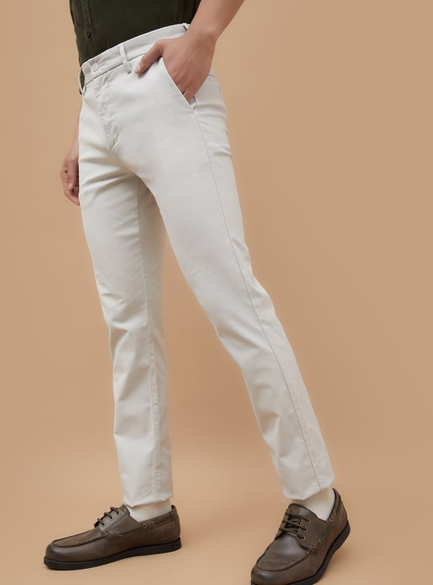 CODE Solid Slim Straight Trousers
