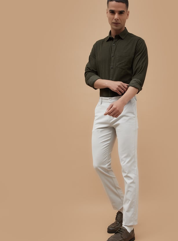 CODE Solid Slim Straight Trousers