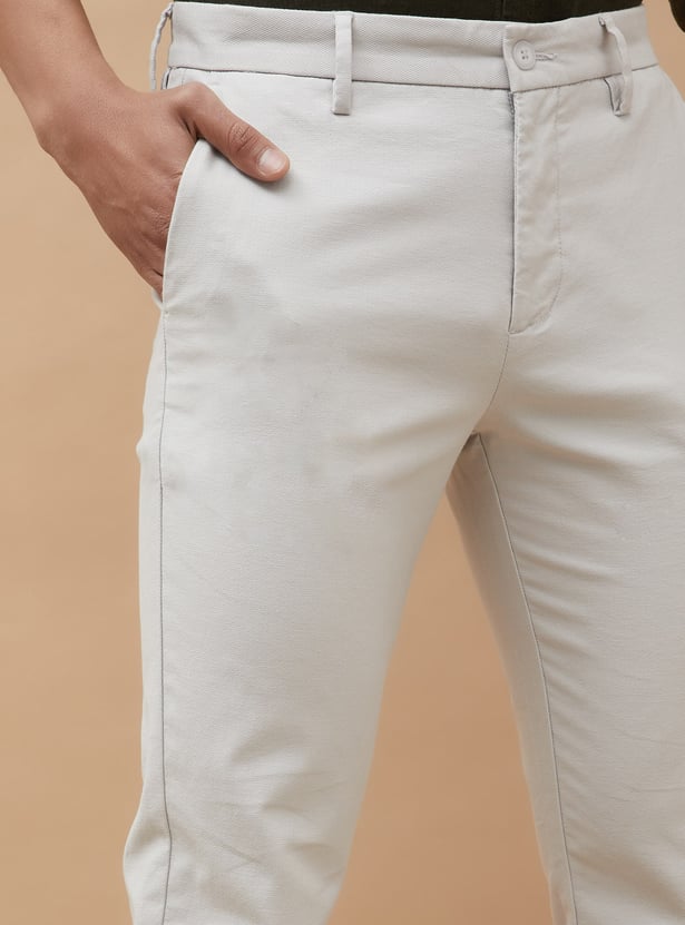 CODE Solid Slim Straight Trousers