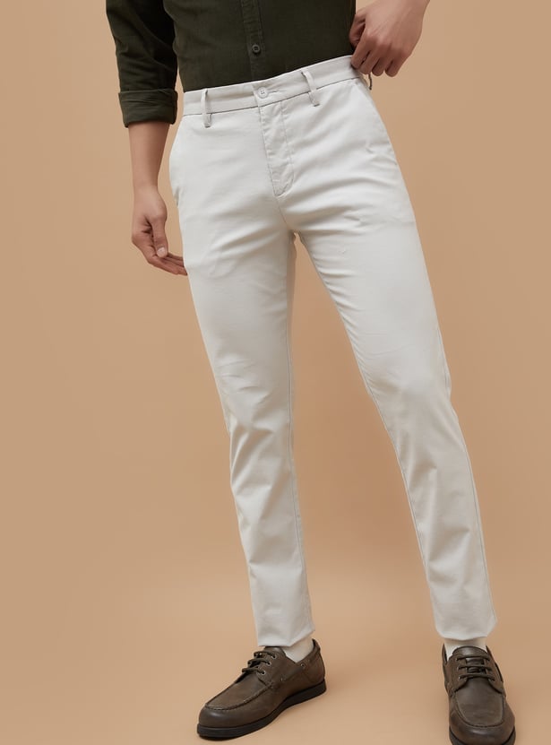 CODE Solid Slim Straight Trousers