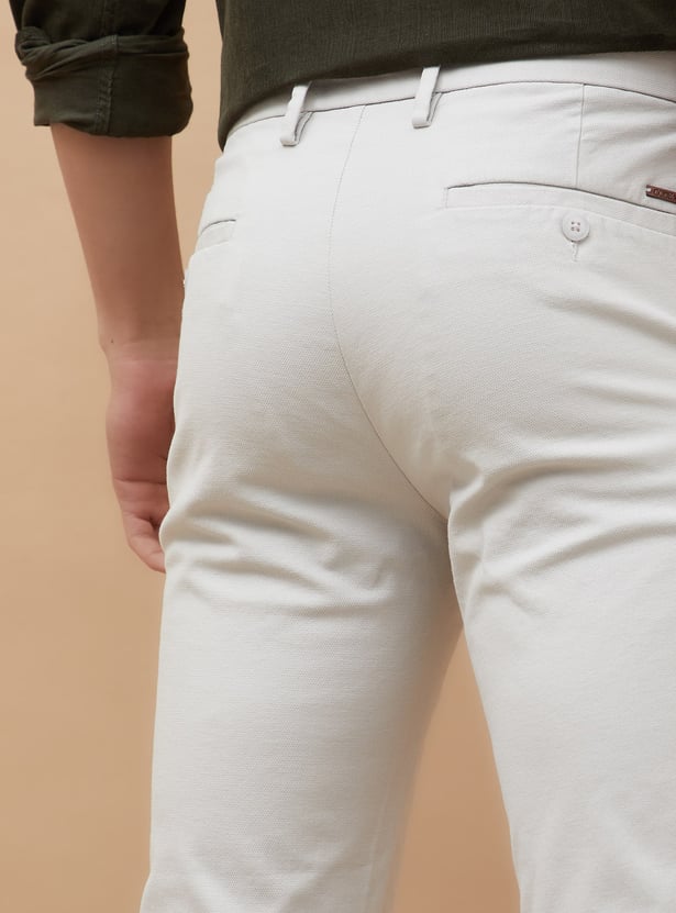 CODE Solid Slim Straight Trousers