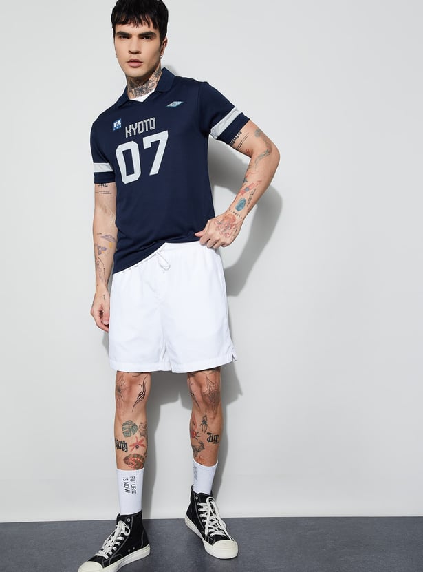 FAME FOREVER ACTIVE Printed Johnny Collar T-shirt