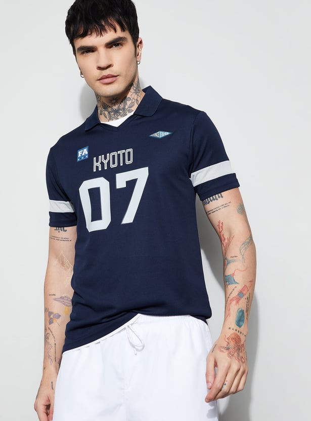 FAME FOREVER ACTIVE Printed Johnny Collar T-shirt