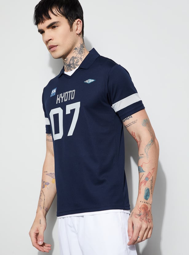 FAME FOREVER ACTIVE Printed Johnny Collar T-shirt